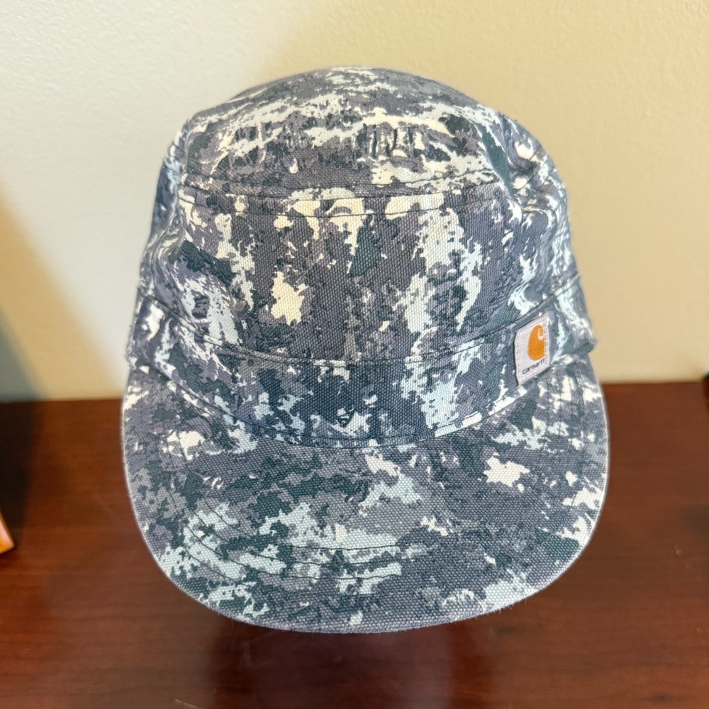 Carhartt Women’s hat/cap.  Military style.  Gray, aqua, cream pattern.
